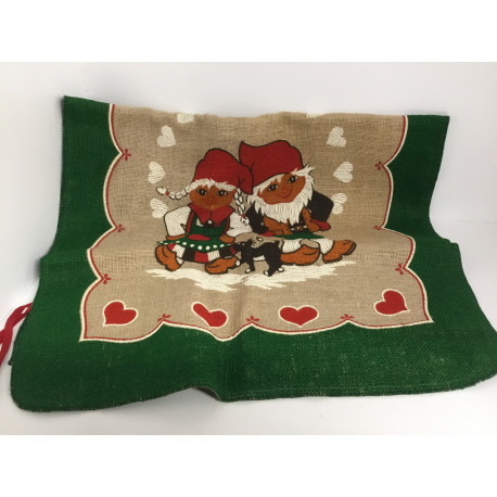 Julesæk med nisser i hessian